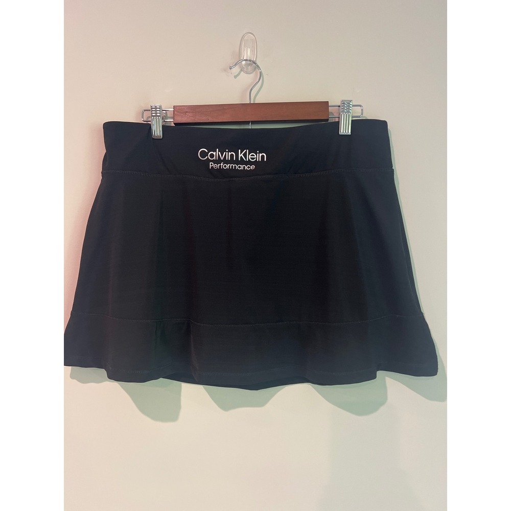 Calvin Klein Performance Black Athletic Skort XL Tennis Golf Skirt with Shorts - Picture 2 of 4